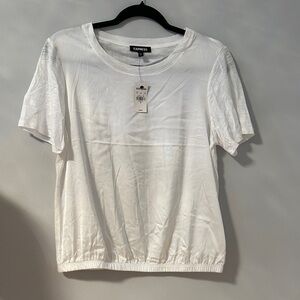 Express satin & slub knit combo banded bottom tee size medium brand new